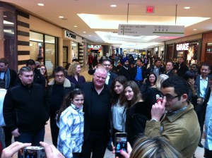 Toronto Mayor Rob Ford poses for photos at a Toronto mall in 2012
